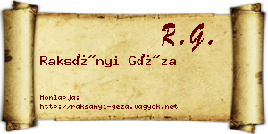 Raksányi Géza névjegykártya