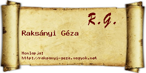 Raksányi Géza névjegykártya